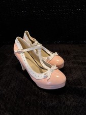 Pink Womens T-Strap Bowknot