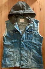 River Island  Mens Sleeveless Denim Jacket with Hood - L