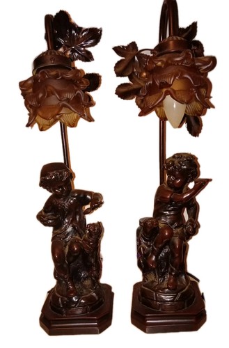 Pair vintage cherub - pair,