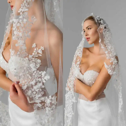 Glitter wedding veil - glitter,
