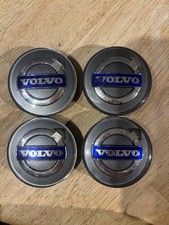 (53) Set Of 4 Genuine Used Volvo Wheel Centre Caps 64mm Grey/blue/silver