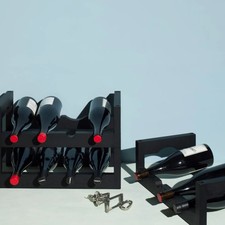 Massproductions Silo stackable wine rack, black stained ash