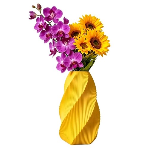 Geometric twist vase yellow - geometric,