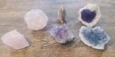 Bundle of Geodes Crystals Mineral  Rose Quartz Onyx Collectible 