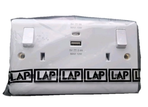 Lap white double socket - socket, usb