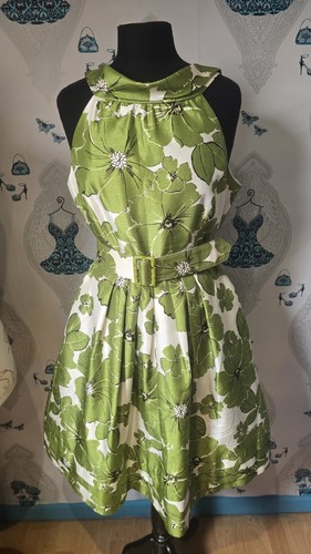 Pretty green white - green, satin