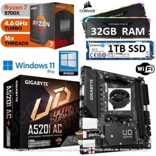 AMD Ryzen 7 5700X + 32GB RGB RAM + 1TB SSD + A520I AC ITX Motherboard Bundle
