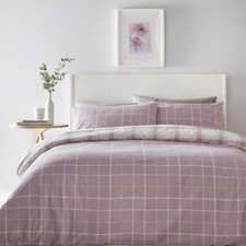 Skye Reversible Duvet Set Check Design. Duck Egg Mauve or Ochre.