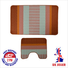 Bath Mat Set pack of 2, Non, Anti Slip, Soft, Made in Turkey -Star/Stripe