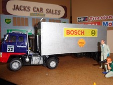 Scalextric blue cab truck and shorter trailer good engine,