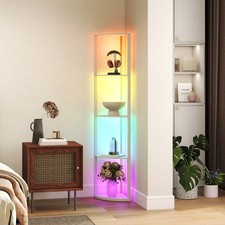 Modern Floor Lamp with 5-Tier Shelves and RGB Light for Bedroom Office