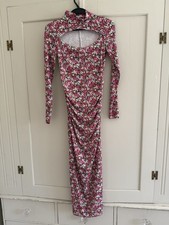 Ladies Zara Pink Orange Multi Coloured Floral Ditsy Flowers Dress Mex 26 Uk 6-8