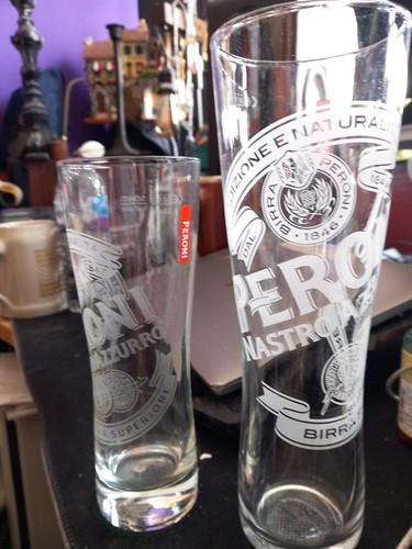 Peroni pint glasses half and - peroni,