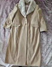 WINDSMOOR Beige Long Wool/Cashmere blend Coat Ladies UK Size 12 (C7)