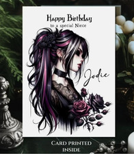 Gothic Birthday Card Goth Girl