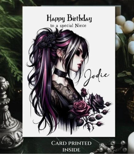 Gothic birthday card goth - card, girl