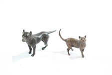 Bronze Miniature Figures Cat & Dog Inc Butler & Peach 74g