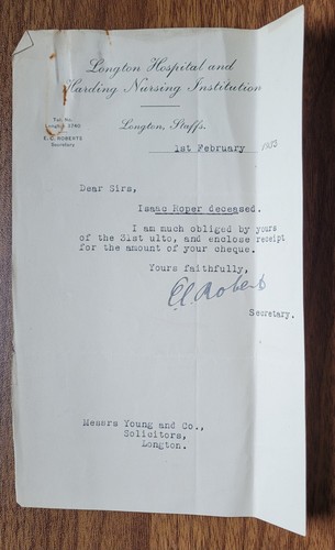 1933 letter from longton - 1933,
