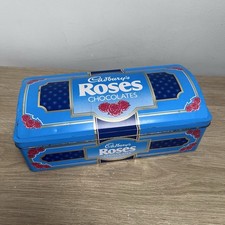Vintage Cadburys Roses Tin Chocolates Rectangle Retro Blue Red Collectable