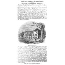 IRELAND Sir Walter Raleigh's House at Youghal - Antique Print 1844
