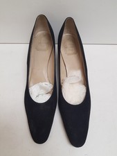 Vintage Souliers Christian Dior Shoes Black Suede Block Heel Insole Length 27cm
