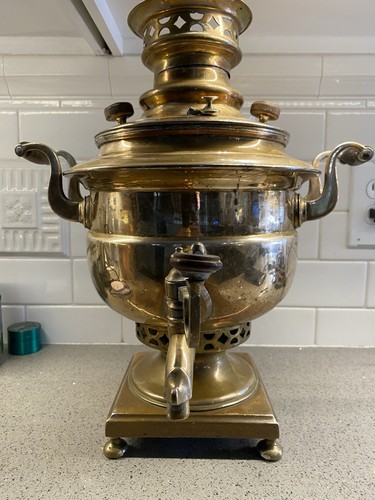 Antique russian brass samovar - antique,