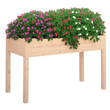 Outsunny Raised Wood Garden Bed Planter Kit Veg Flower Herb, Refurbished