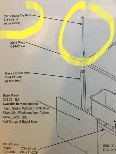 Tie rod corner post - tie, screw