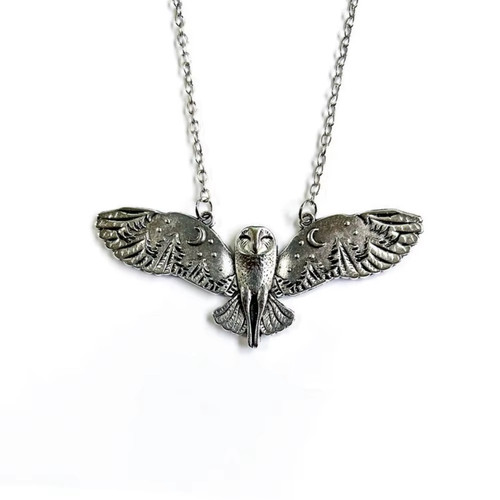 Silver owl moon forest - silver,