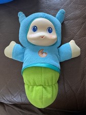 Hasbro 2009 Playskool Lullaby Glow Worm Soft Toy Plush 9" Vinyl Face Blue Green