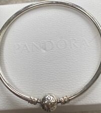 Genuine Silver Pandora Plain  Bangle 6CM Wide Ale/925 Crown Above the Letter O