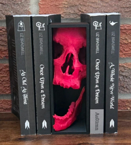 Red skull book nook - skull, unique
