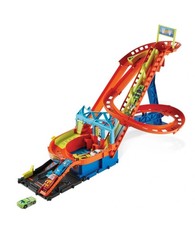 Hot Wheels Roller Coaster Rally Track Toy Set with 5 Vehicles, Hot Wheels Toy