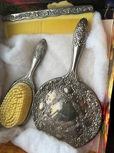 Vintage silver plate vanity - vintage,