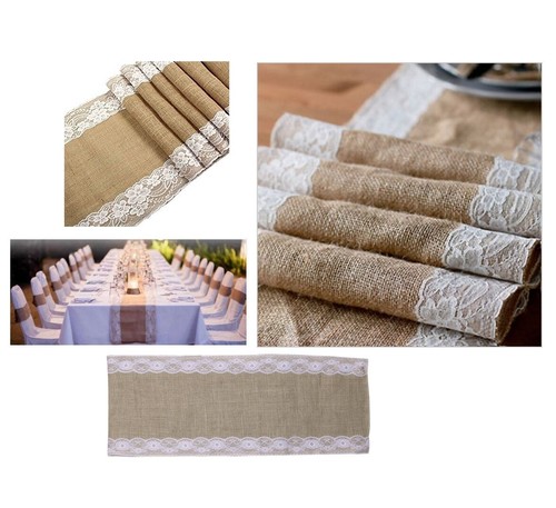 Hessian lace table runner - 5, x