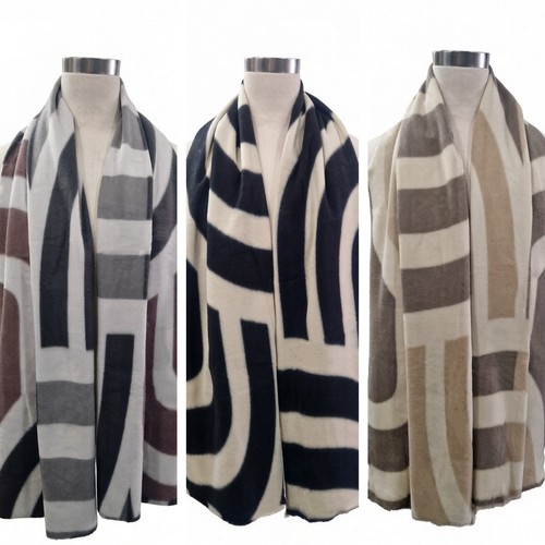 Wool feel wavy block stripes - wavy,