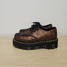 Dr Martens Ramsey Ashley Bronze Metallic Leather Creepers Chunky Quad Shoes Uk 4