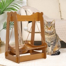 Wooden Frame Cat Hammock Bed Kitten Standing Swing Toy Pet Hanging Cradle Basket