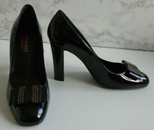 Magrit Spain Black Gold Pump Heels Classic Court Shoes Size EU 38 UK 5 US 7.5