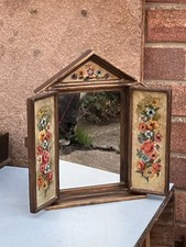 CREAM & GILT ITALIANATE FLORAL 2 DOOR FREE STANDING DRESSING ROOM MIRROR