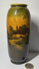 Antique Royal Doulton Holbein Glaze Vase Cottage at Sunset Harry Morrey ??