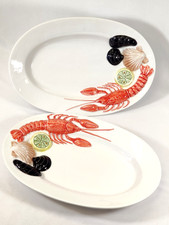 Seafood Novelty Serving Plates Lobster Mussels Clams Shells San Marco Ceramic