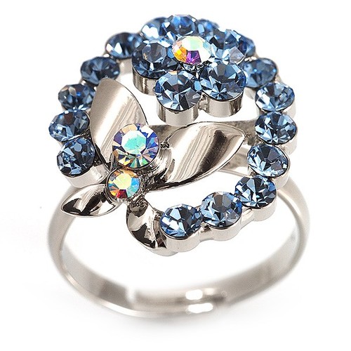 Crystal butterfly and flower - crystal,