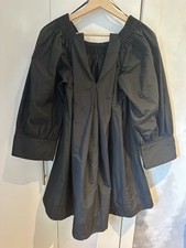 H&M Conscious Edition Balloon Sleeve Pleat Black Tunic Dress Oversized Christmas