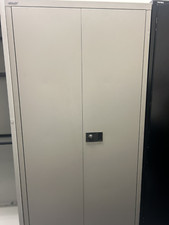 Bisley 2 Door Tall Filing Cupboard Stationery with Keys and 3 Shelves - Grey