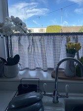 Beige Gingham Cafe Curtain