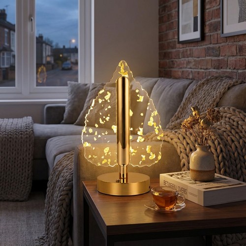 Golden leaf desk lamp - golden,