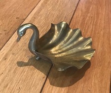 Vintage solid brass swan tray