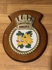 HMS ARGYLL Wooden Ship’s Crest Plaque F231