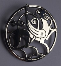 1989 Vintage Scottish Silver Quendale Shetland Brooch Nordic Harness Ornament 